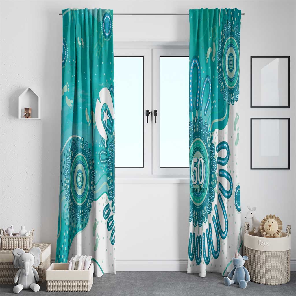 NAIDOC Week 2026 Window Curtain 50 Years Deadly Dhari Cyan Aboriginal Art