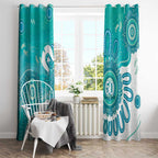 NAIDOC Week 2026 Window Curtain 50 Years Deadly Dhari Cyan Aboriginal Art