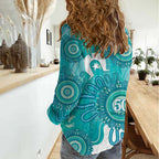 NAIDOC Week 2026 Women Casual Shirt 50 Years Deadly Dhari Cyan Aboriginal Art
