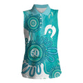 NAIDOC Week 2026 Women Sleeveless Polo Shirt 50 Years Deadly Dhari Cyan Aboriginal Art