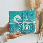 NAIDOC Week 2026 Wrapping Paper 50 Years Deadly Dhari Cyan Aboriginal Art