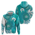 NAIDOC Week 2026 Zip Hoodie 50 Years Deadly Dhari Cyan Aboriginal Art