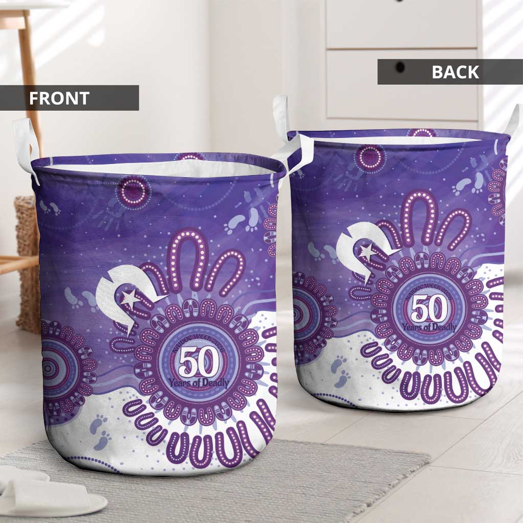 NAIDOC Week 2026 Laundry Basket 50 Years Deadly Dhari Purple Aboriginal Art