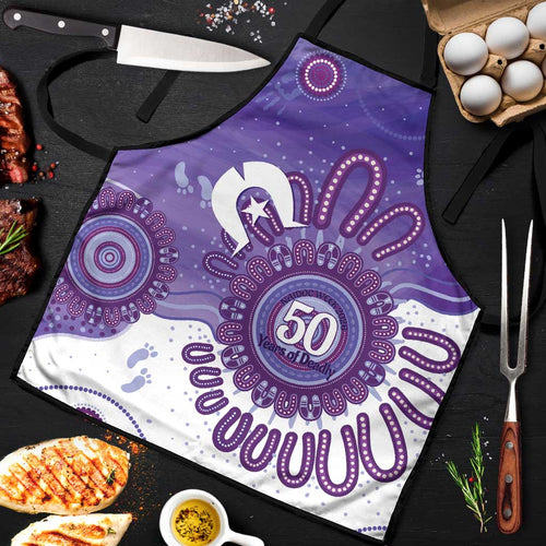 NAIDOC Week 2026 Apron 50 Years Deadly Dhari Purple Aboriginal Art