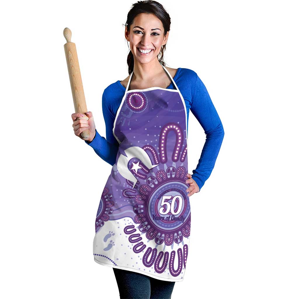 NAIDOC Week 2026 Apron 50 Years Deadly Dhari Purple Aboriginal Art