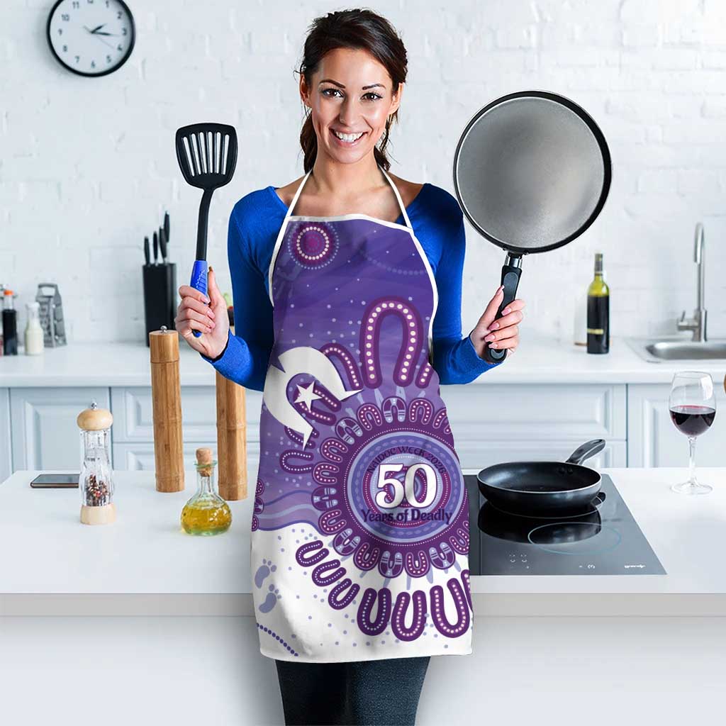 NAIDOC Week 2026 Apron 50 Years Deadly Dhari Purple Aboriginal Art