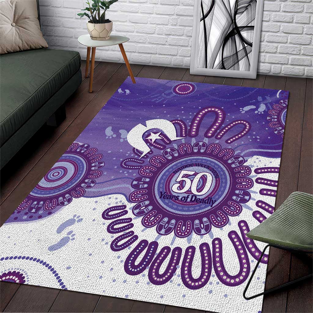 NAIDOC Week 2026 Area Rug 50 Years Deadly Dhari Purple Aboriginal Art