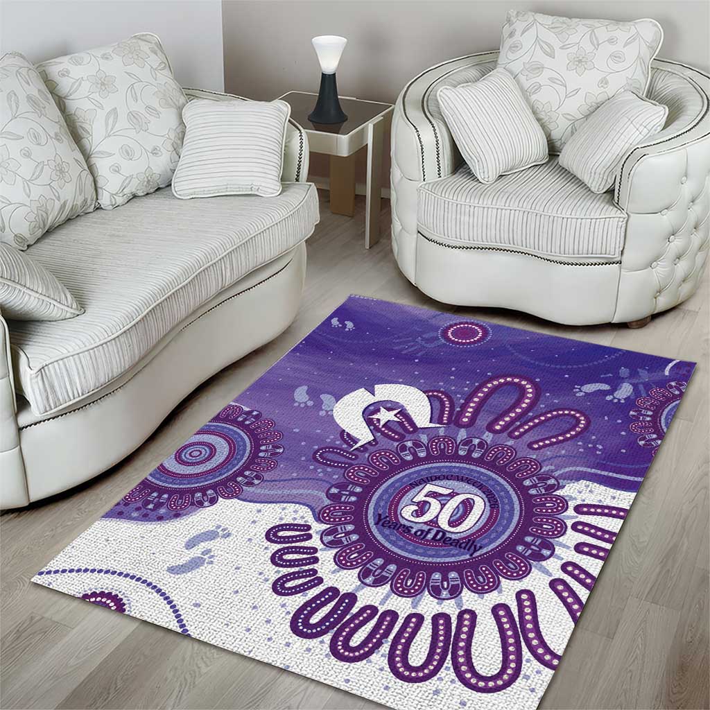 NAIDOC Week 2026 Area Rug 50 Years Deadly Dhari Purple Aboriginal Art