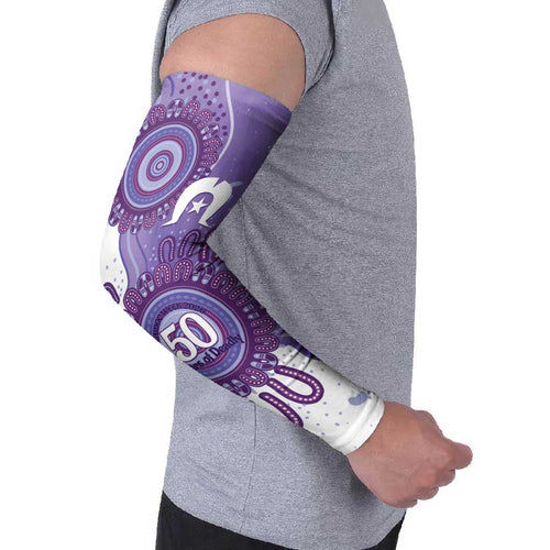 NAIDOC Week 2026 Arm Sleeves 50 Years Deadly Dhari Purple Aboriginal Art