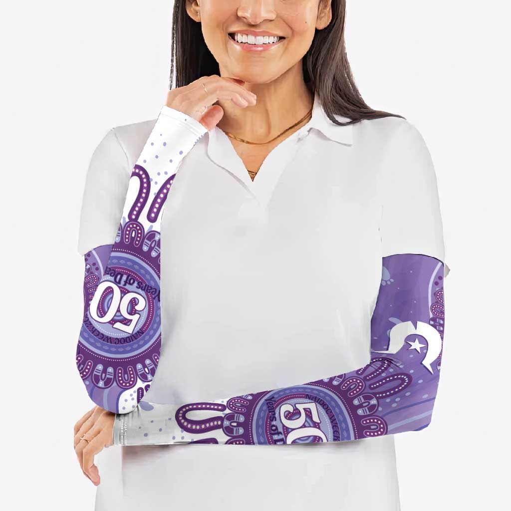 NAIDOC Week 2026 Arm Sleeves 50 Years Deadly Dhari Purple Aboriginal Art