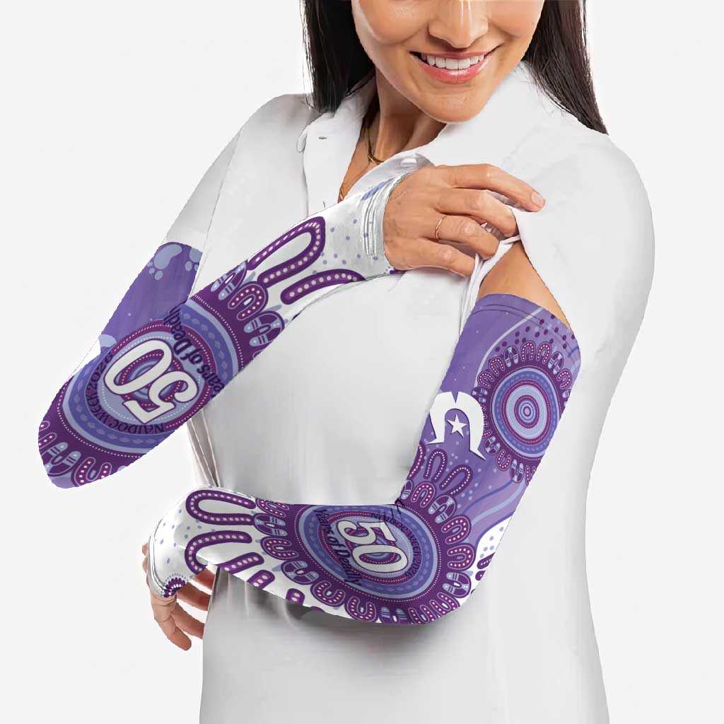 NAIDOC Week 2026 Arm Sleeves 50 Years Deadly Dhari Purple Aboriginal Art