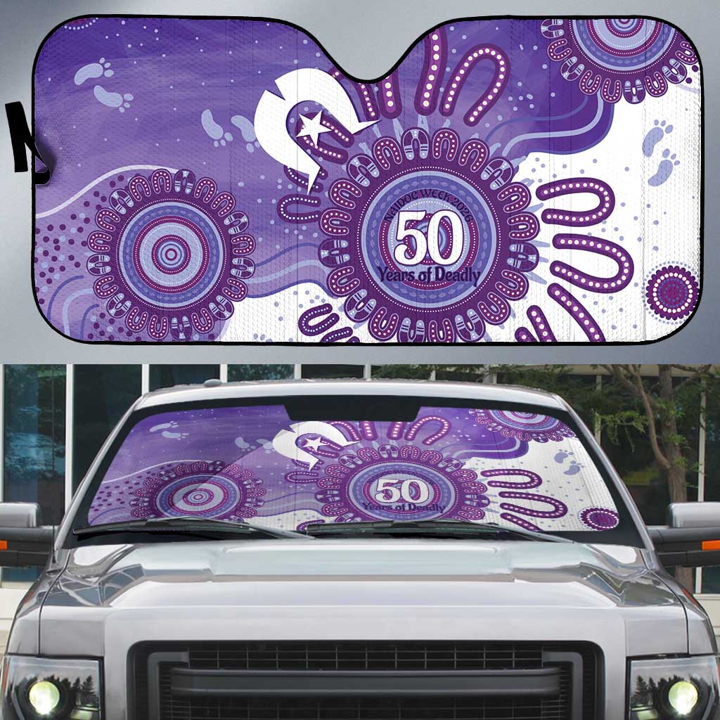 NAIDOC Week 2026 Auto Sun Shade 50 Years Deadly Dhari Purple Aboriginal Art
