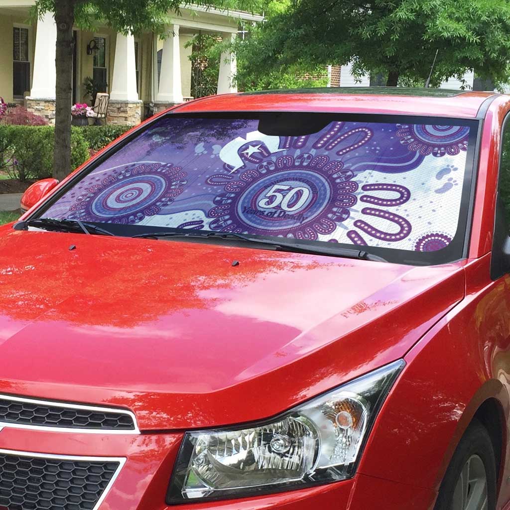 NAIDOC Week 2026 Auto Sun Shade 50 Years Deadly Dhari Purple Aboriginal Art