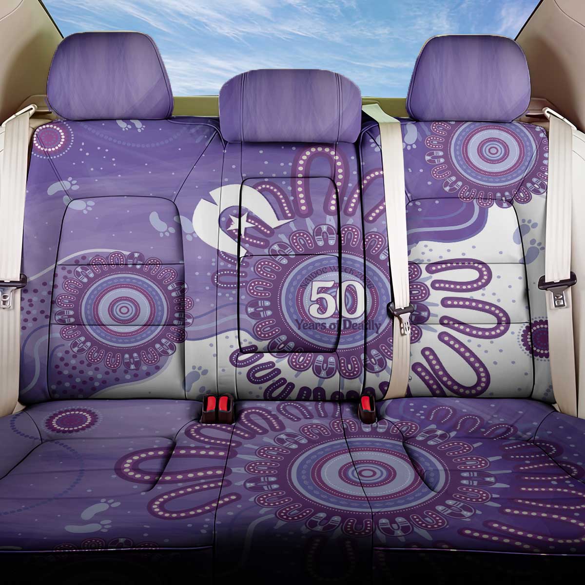 NAIDOC Week 2026 Back Car Seat Cover 50 Years Deadly Dhari Purple Aboriginal Art