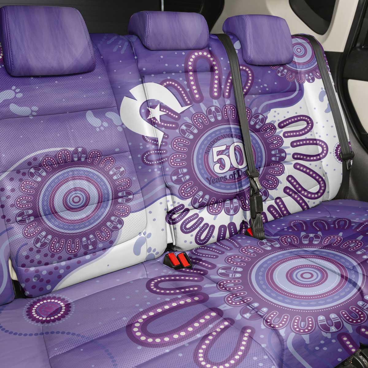 NAIDOC Week 2026 Back Car Seat Cover 50 Years Deadly Dhari Purple Aboriginal Art