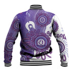 NAIDOC Week 2026 Baseball Jacket 50 Years Deadly Dhari Purple Aboriginal Art