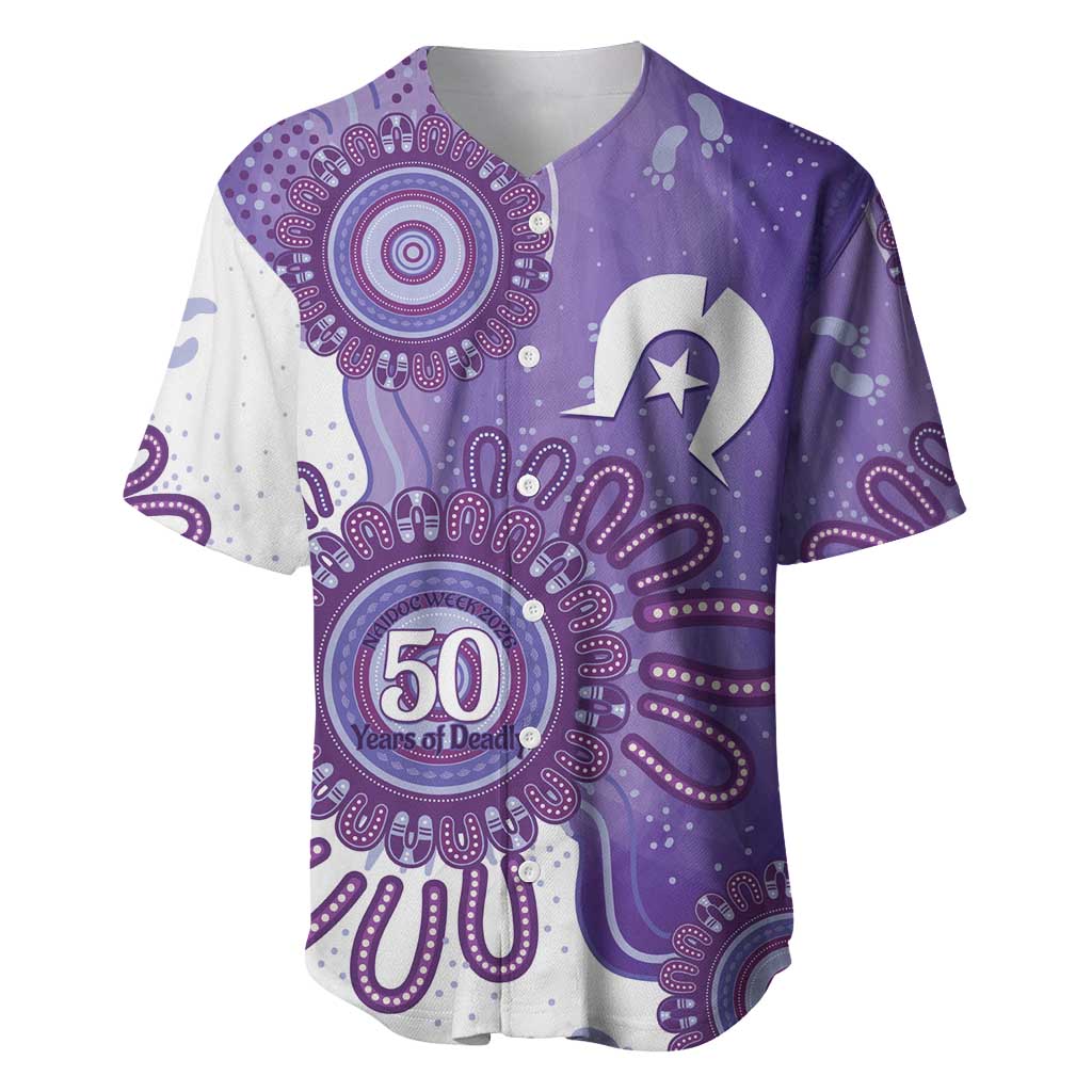 NAIDOC Week 2026 Baseball Jersey 50 Years Deadly Dhari Purple Aboriginal Art