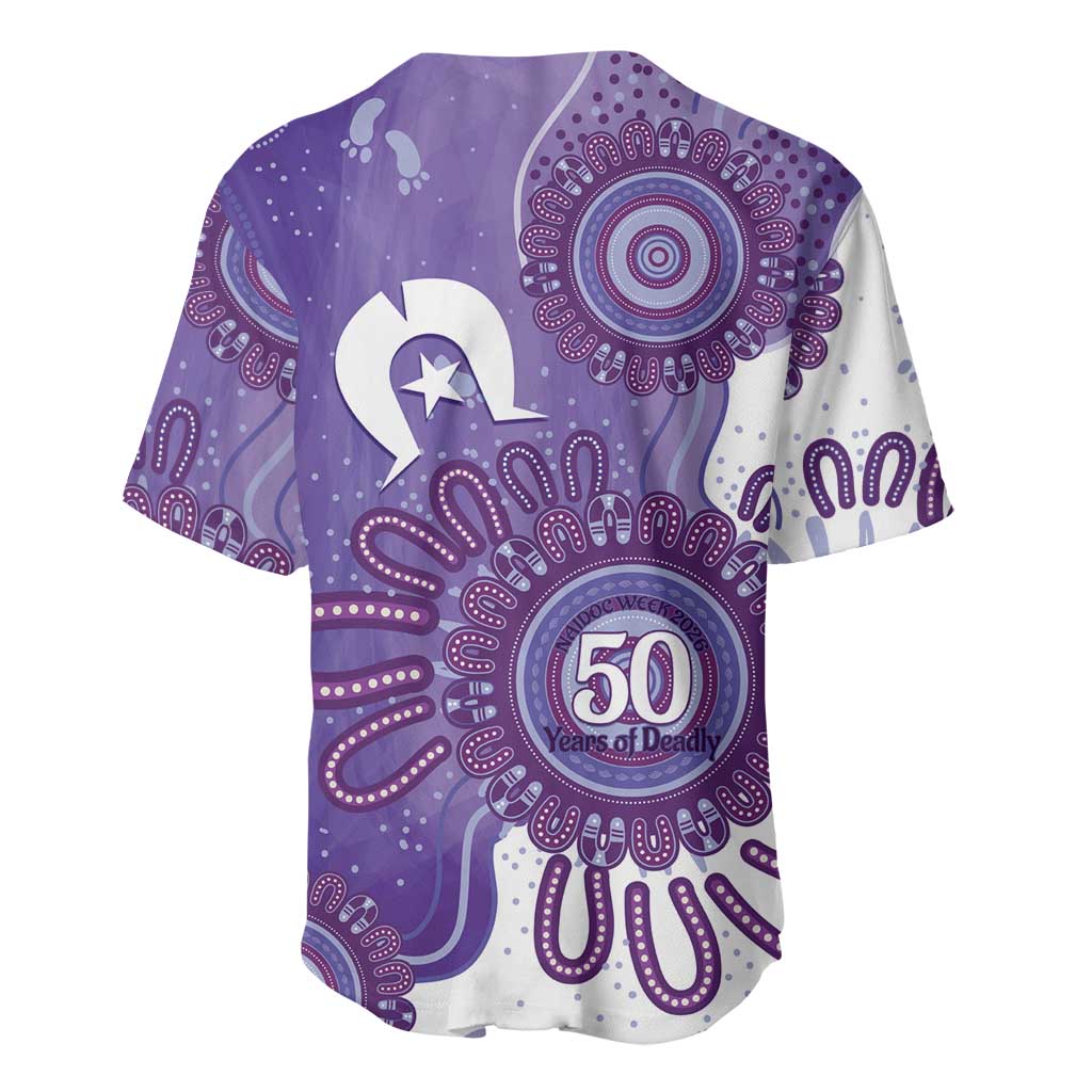 NAIDOC Week 2026 Baseball Jersey 50 Years Deadly Dhari Purple Aboriginal Art