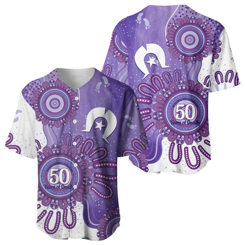 NAIDOC Week 2026 Baseball Jersey 50 Years Deadly Dhari Purple Aboriginal Art