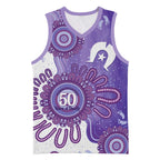 NAIDOC Week 2026 Basketball Jersey 50 Years Deadly Dhari Purple Aboriginal Art
