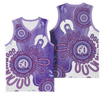 NAIDOC Week 2026 Basketball Jersey 50 Years Deadly Dhari Purple Aboriginal Art