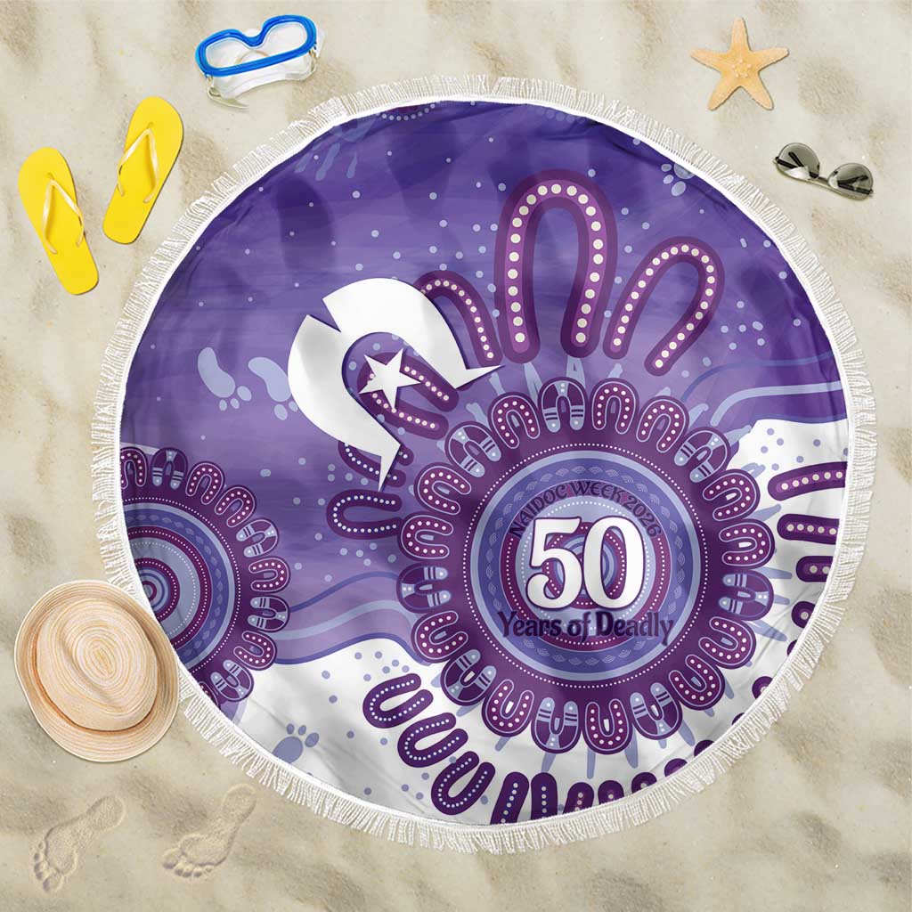 NAIDOC Week 2026 Beach Blanket 50 Years Deadly Dhari Purple Aboriginal Art