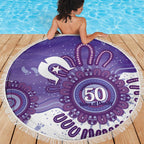 NAIDOC Week 2026 Beach Blanket 50 Years Deadly Dhari Purple Aboriginal Art