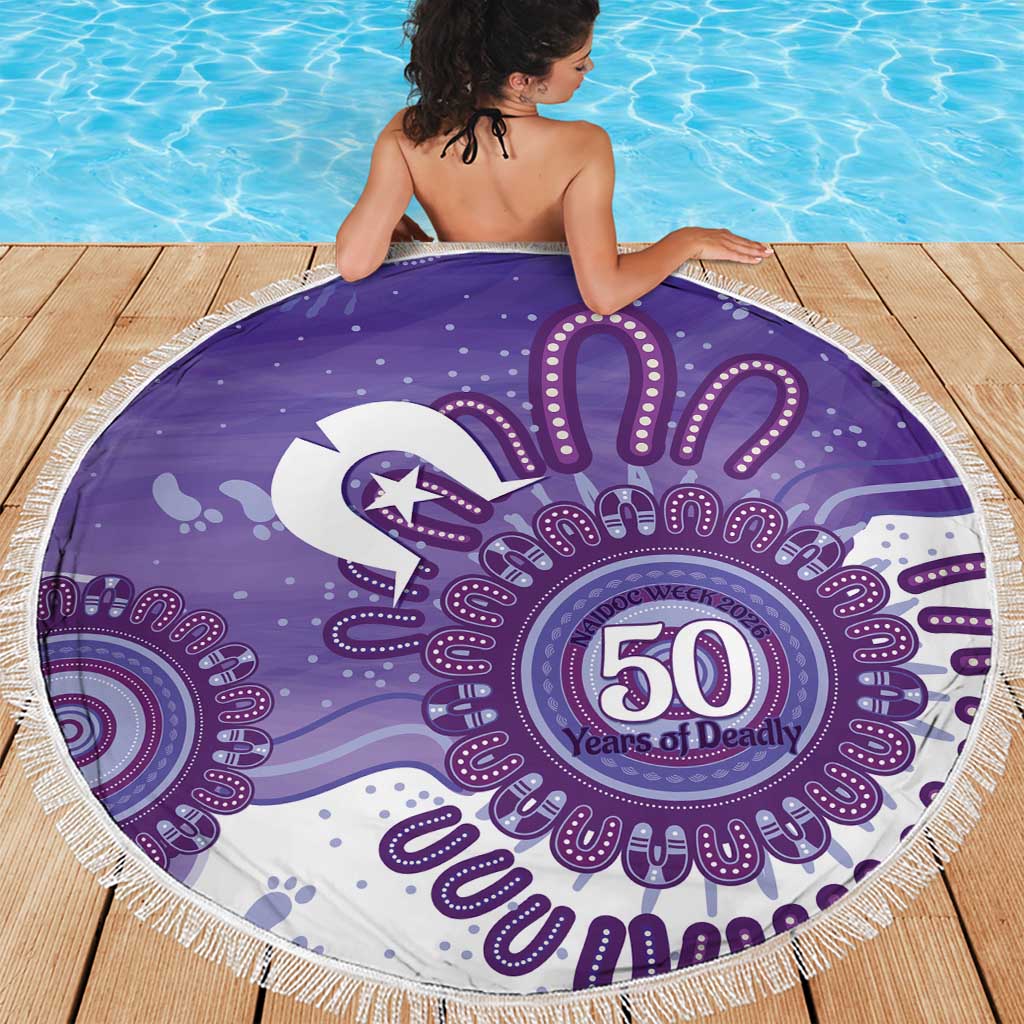 NAIDOC Week 2026 Beach Blanket 50 Years Deadly Dhari Purple Aboriginal Art