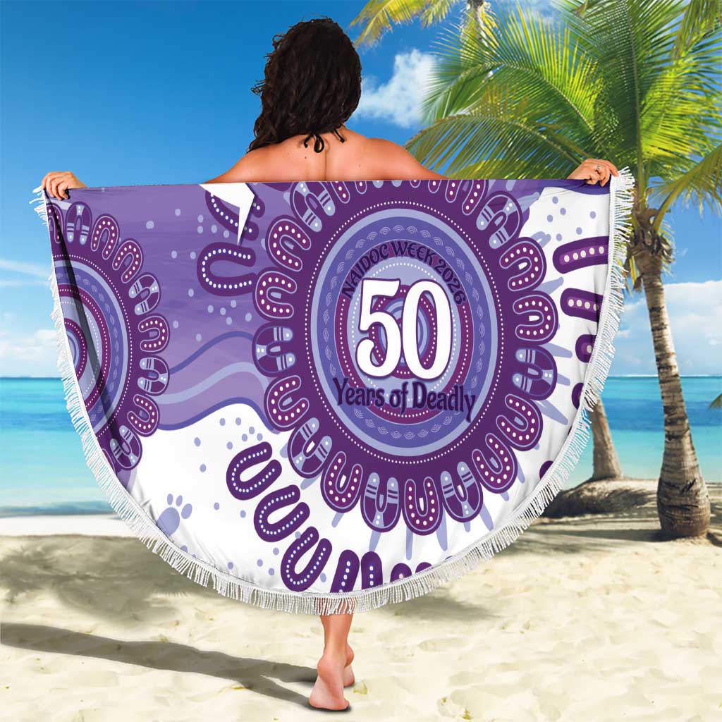 NAIDOC Week 2026 Beach Blanket 50 Years Deadly Dhari Purple Aboriginal Art