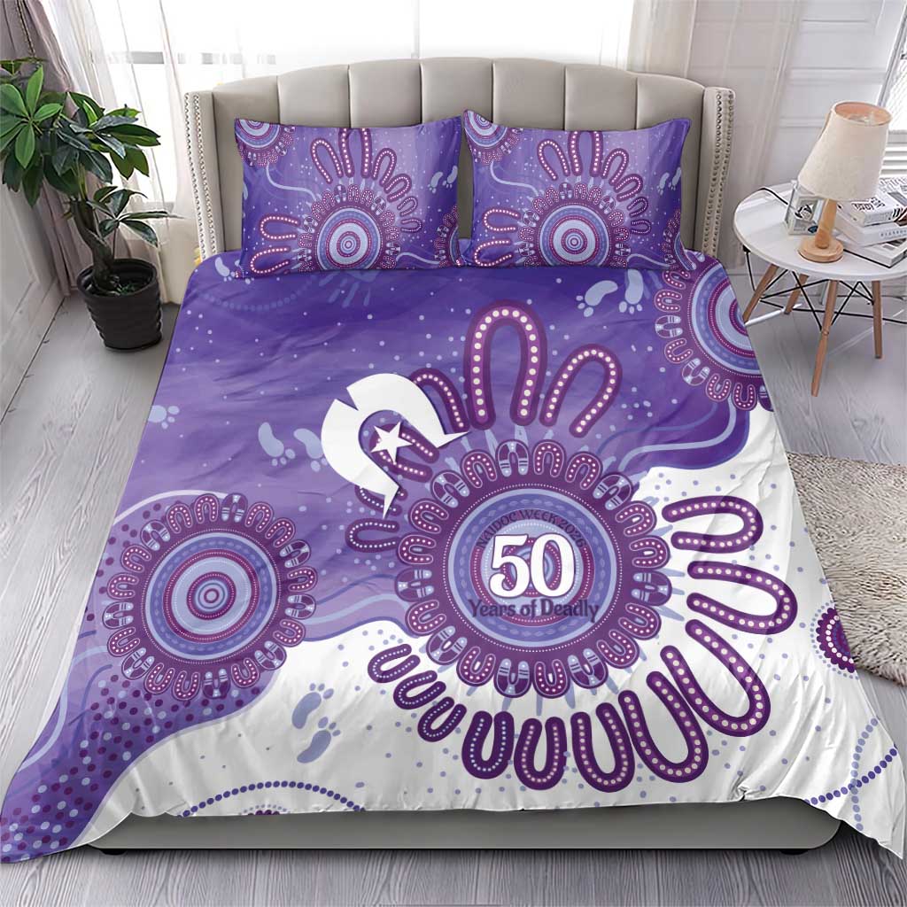 NAIDOC Week 2026 Bedding Set 50 Years Deadly Dhari Purple Aboriginal Art