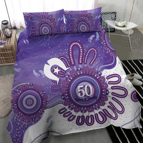 NAIDOC Week 2026 Bedding Set 50 Years Deadly Dhari Purple Aboriginal Art