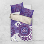 NAIDOC Week 2026 Bedding Set 50 Years Deadly Dhari Purple Aboriginal Art