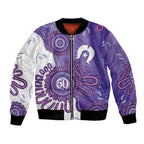 NAIDOC Week 2026 Bomber Jacket 50 Years Deadly Dhari Purple Aboriginal Art