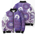 NAIDOC Week 2026 Bomber Puffer Jacket 50 Years Deadly Dhari Purple Aboriginal Art