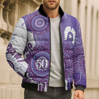 NAIDOC Week 2026 Bomber Puffer Jacket 50 Years Deadly Dhari Purple Aboriginal Art
