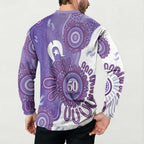 NAIDOC Week 2026 Button Sweatshirt 50 Years Deadly Dhari Purple Aboriginal Art