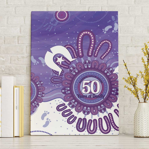 NAIDOC Week 2026 Canvas Wall Art 50 Years Deadly Dhari Purple Aboriginal Art
