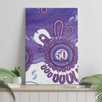 NAIDOC Week 2026 Canvas Wall Art 50 Years Deadly Dhari Purple Aboriginal Art