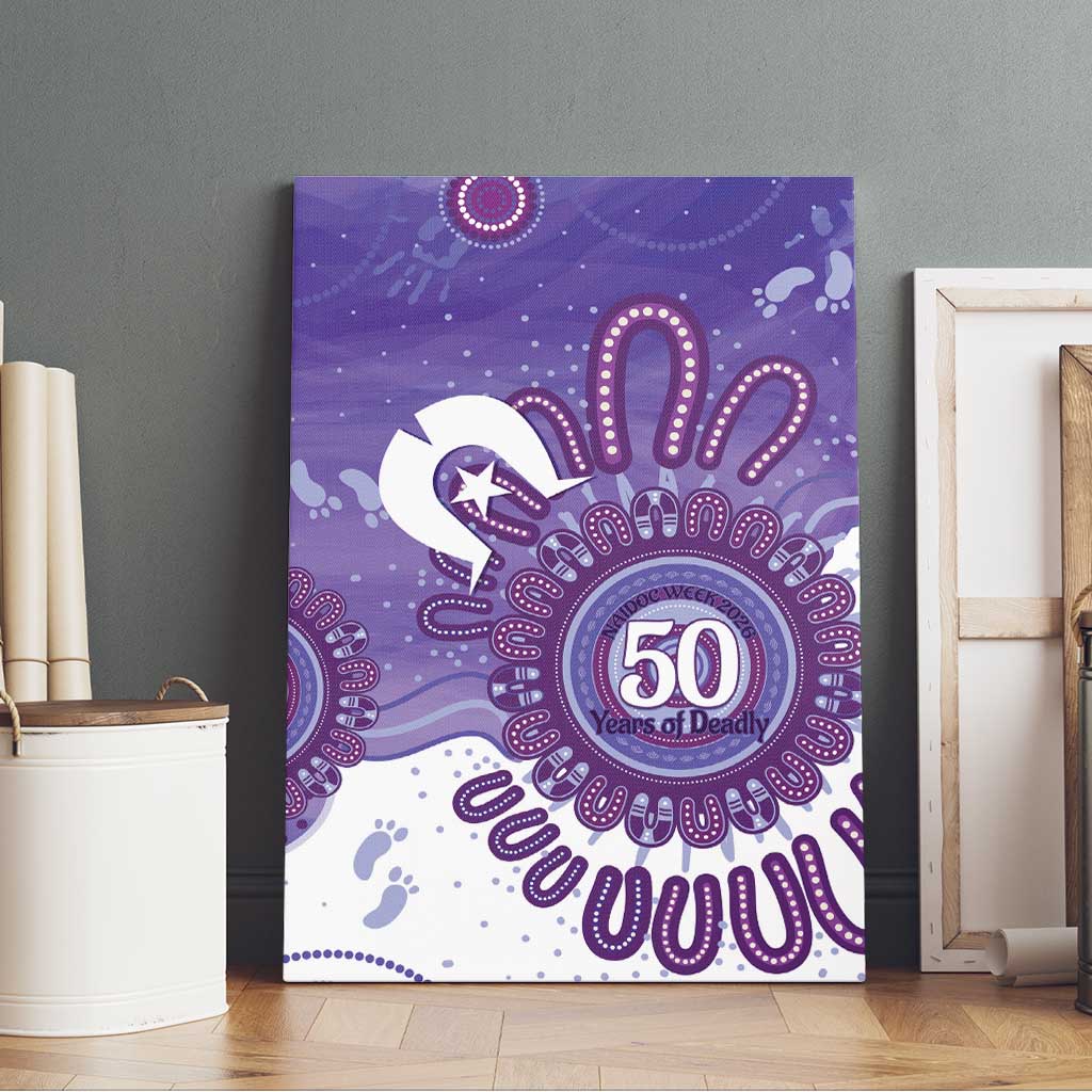 NAIDOC Week 2026 Canvas Wall Art 50 Years Deadly Dhari Purple Aboriginal Art