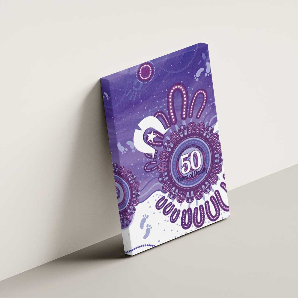 NAIDOC Week 2026 Canvas Wall Art 50 Years Deadly Dhari Purple Aboriginal Art