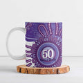 NAIDOC Week 2026 Ceramic Mug 50 Years Deadly Dhari Purple Aboriginal Art