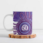 NAIDOC Week 2026 Ceramic Mug 50 Years Deadly Dhari Purple Aboriginal Art