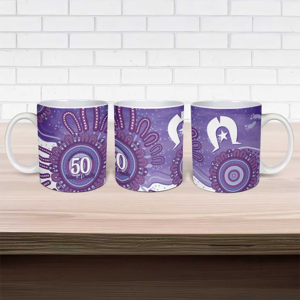 NAIDOC Week 2026 Ceramic Mug 50 Years Deadly Dhari Purple Aboriginal Art