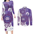 NAIDOC Week 2026 Couples Matching Long Sleeve Bodycon Dress and Long Sleeve Button Shirt 50 Years Deadly Dhari Purple Aboriginal Art
