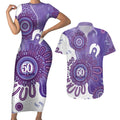 NAIDOC Week 2026 Couples Matching Short Sleeve Bodycon Dress and Hawaiian Shirt 50 Years Deadly Dhari Purple Aboriginal Art
