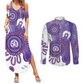 NAIDOC Week 2026 Couples Matching Summer Maxi Dress and Long Sleeve Button Shirt 50 Years Deadly Dhari Purple Aboriginal Art