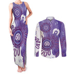 NAIDOC Week 2026 Couples Matching Tank Maxi Dress and Long Sleeve Button Shirt 50 Years Deadly Dhari Purple Aboriginal Art