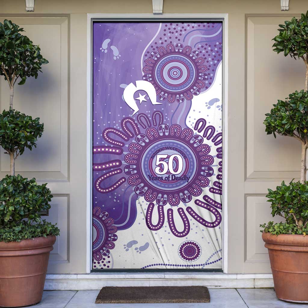 NAIDOC Week 2026 Door Cover 50 Years Deadly Dhari Purple Aboriginal Art