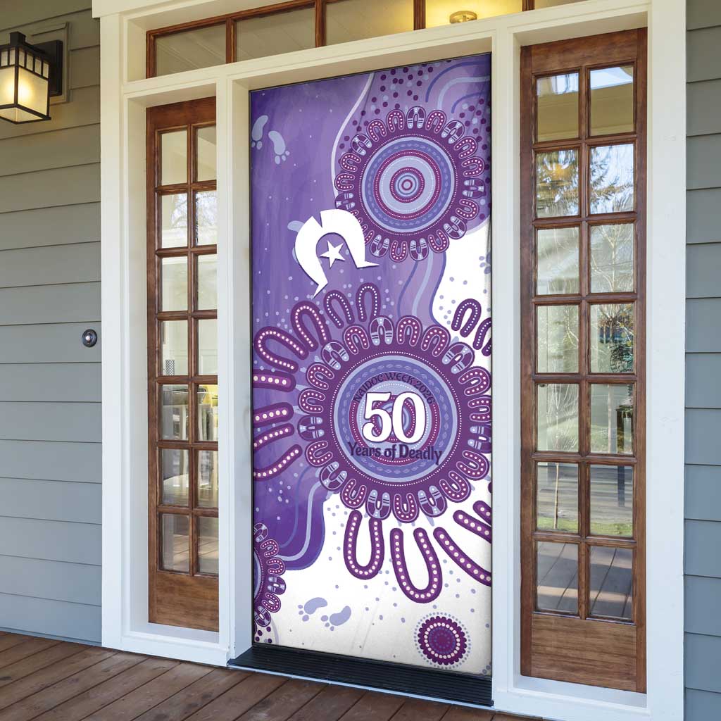 NAIDOC Week 2026 Door Cover 50 Years Deadly Dhari Purple Aboriginal Art