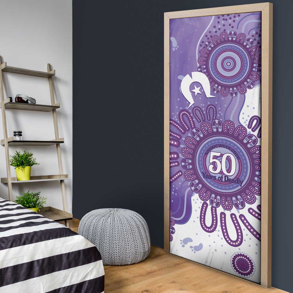NAIDOC Week 2026 Door Cover 50 Years Deadly Dhari Purple Aboriginal Art